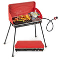 Biotree 2-in-1 Gas Camping Grill and Stove with 4 Detachable Legs for Outdoor Camping Backyard Patio Cooking, Red