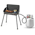 Biotree 2-in-1 Portable Gas Camping Grill and Stove, 20,000 BTU Propane Tabletop BBQ Grill, Foldable Camp Stove with Detachable Legs for Camping Picnic Backyard Black
