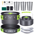 Biotree 20pcs Camping Cookware Mess Kit, Non-Stick Pot Pan Kettle Set with Stainless Steel Cups Plates Cutlery for Outdoor Camping Hiking Picnic