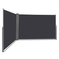 Biotree 237 x 63 Inch Patio Retractable Double Folding Side Awning Screen Divider for Patio Deck Door Window Sun Rain Protection, Dark Gray