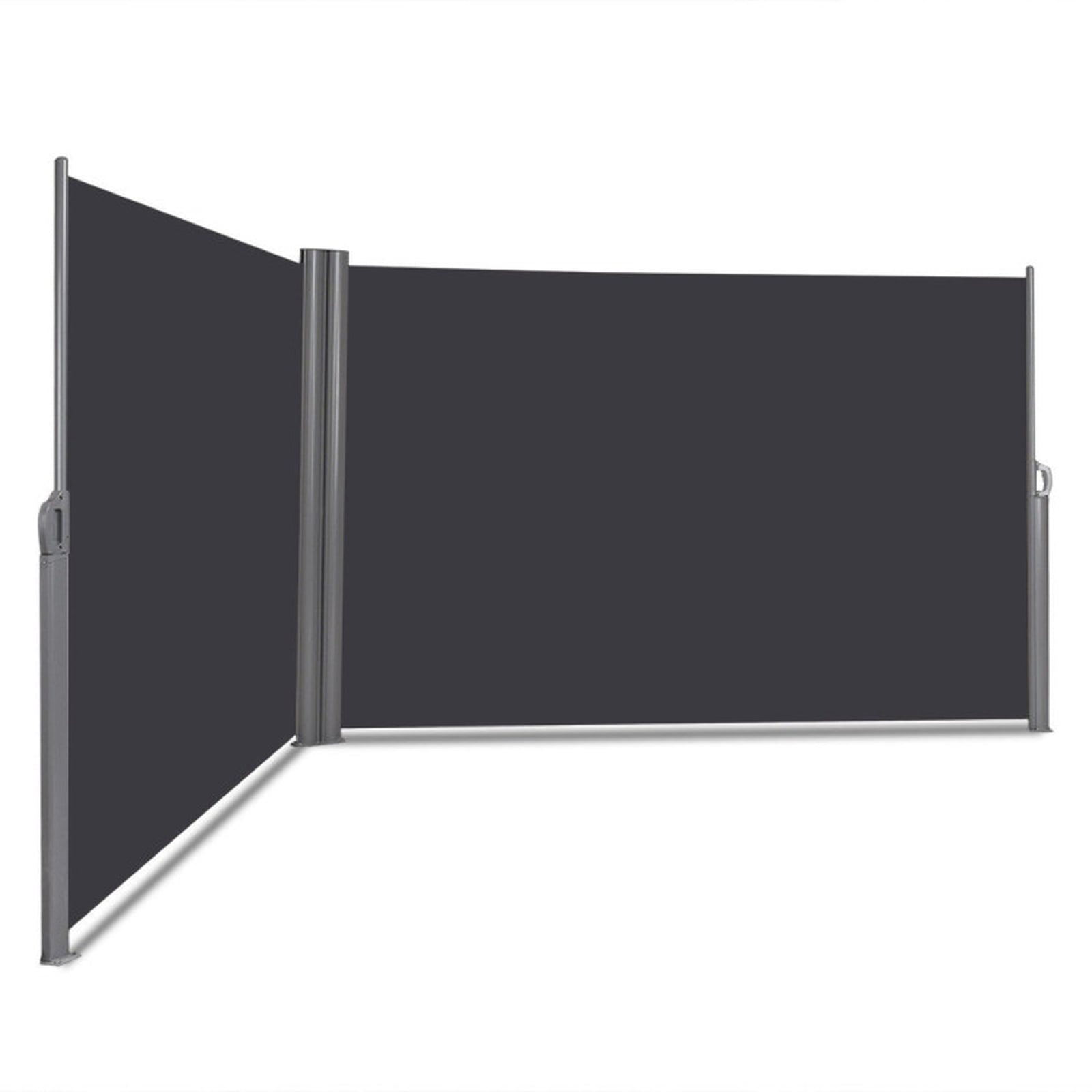Biotree 237 x 63 Inch Patio Retractable Double Folding Side Awning Screen Divider for Patio Deck Door Window Sun Rain Protection, Dark Gray