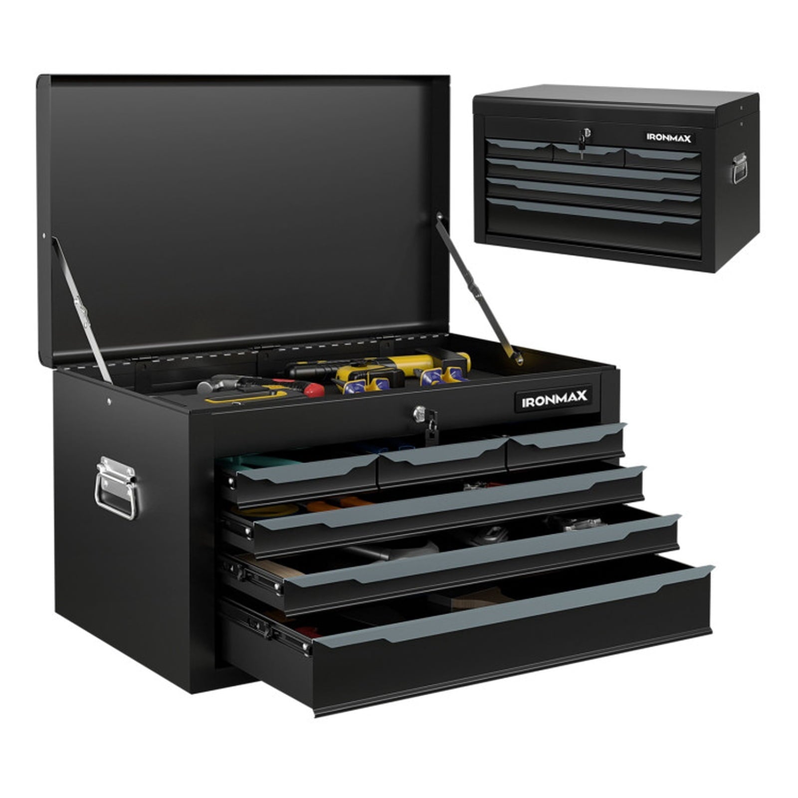 Biotree 24 Inch Tool Chest Case with 6 Drawers and Top Storage for Garage Repair Shop and Warehouse Outdoor Waterproof for Patio Deck Garden Cushions, Black