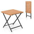 Biotree 28 Inch Patio Folding Square Table with Slatted Tabletop for Backyard Porch, Black