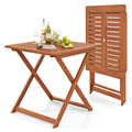 Biotree 29.5 Inch x 29.5 Inch Patio Dining Table with Teak Painting and Umbrella Hole, Teak