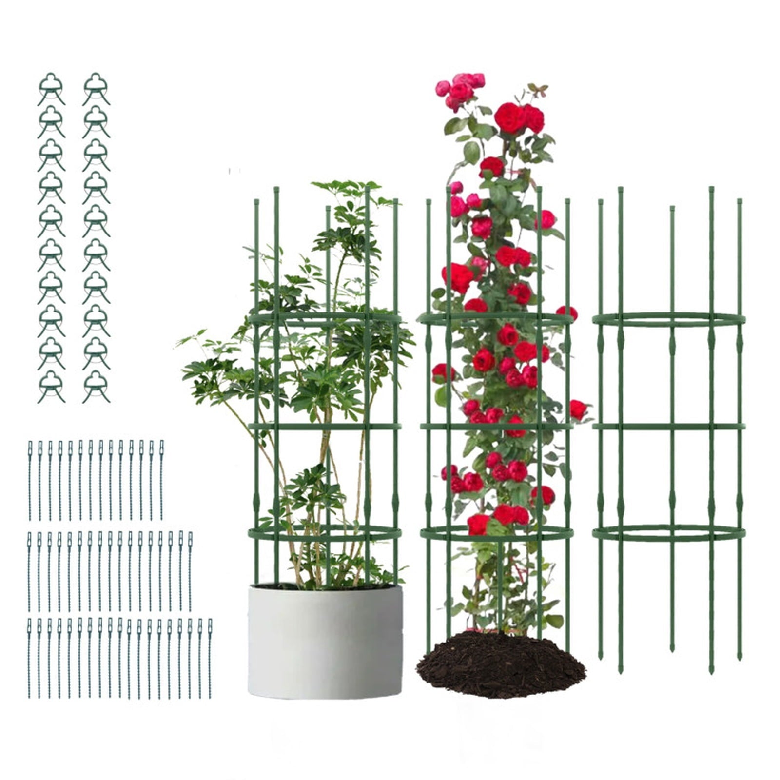 Biotree 3 Pack 60 inch Adjustable Tall Plant Support Trellis for Climbing Plants for Indoor Outdoor Patio Balcony Garden, Green