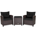 Biotree 3 Pcs Patio Rattan Furniture Set Cushioned Conversation Set Coffee Table Outdoor Conversation Set for Garden Backyard PorchBlack