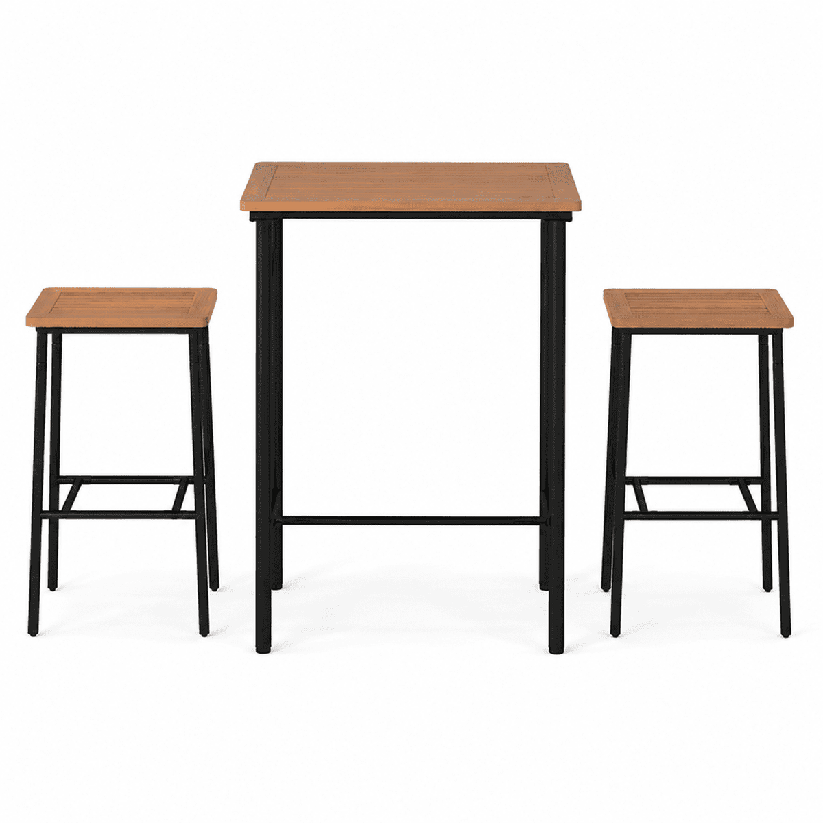 Biotree 3-Piece Acacia Wood Outdoor Bistro Set with Bar Table and 2 Stools