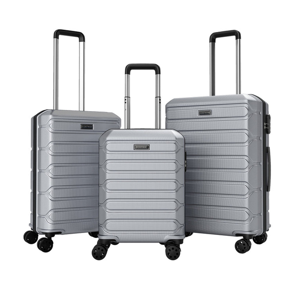 Biotree 3 Piece Hardside Luggage Set Lightweight Hardside Suitcases with 8 Spinner Wheels, Gray