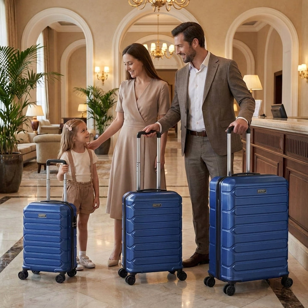 Biotree 3 Piece Hardside Luggage Set Lightweight Hardside Suitcases with 8 Spinner Wheels, Navy