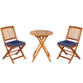 Biotree 3-Piece Patio Folding Bistro Set with Cushion-Navy