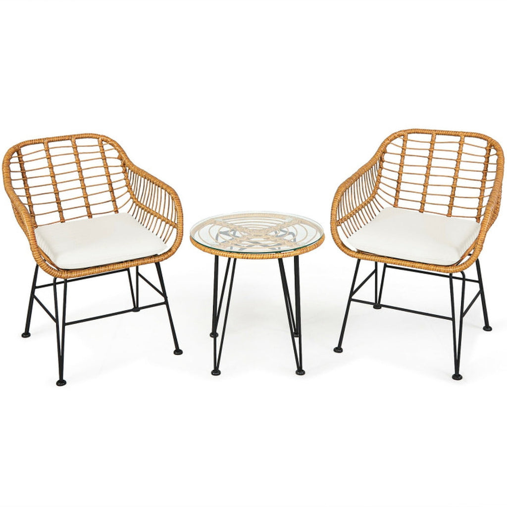 Biotree 3 Piece Patio Furniture Set Outdoor Conversation Set with Coffee Table Outdoor Conversation Set for Garden Backyard PorchGrey