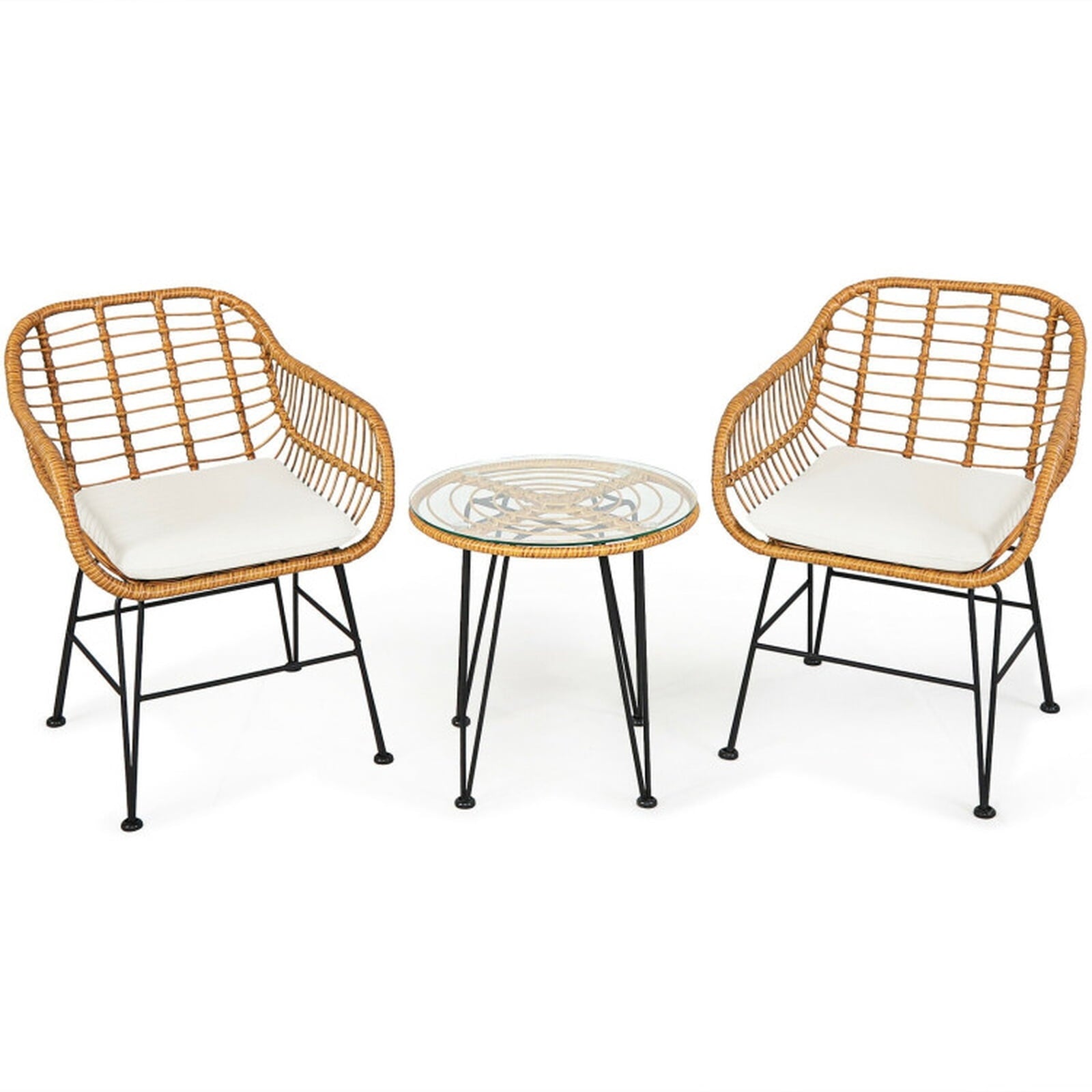 Biotree 3 Piece Patio Furniture Set Outdoor Conversation Set with Coffee Table Outdoor Conversation Set for Garden Backyard PorchGrey