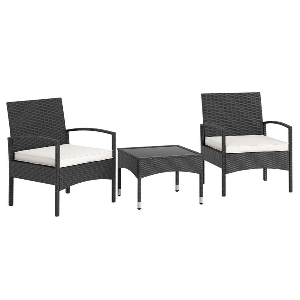 Biotree 3-Piece Patio Furniture Set Rattan Bistro Chairs with Table Outdoor Conversation Set for Garden Backyard PorchBeige
