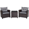 Biotree 3-Piece Patio Rattan Set with Washable Cushions-Gray