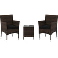 Biotree 3 Pieces Outdoor Conversation Set with Cushioned Seat and Glass Tabletop Outdoor Conversation Set for Garden Backyard PorchBlack