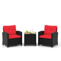 Biotree 3 Pieces Patio Furniture Set with Tempered Glass Coffee Table Outdoor Conversation Set for Garden Backyard Porch