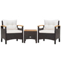 Biotree 3 Pieces Patio Rattan Furniture Set with Removable Cushion Outdoor Conversation Set for Garden Backyard PorchOff White