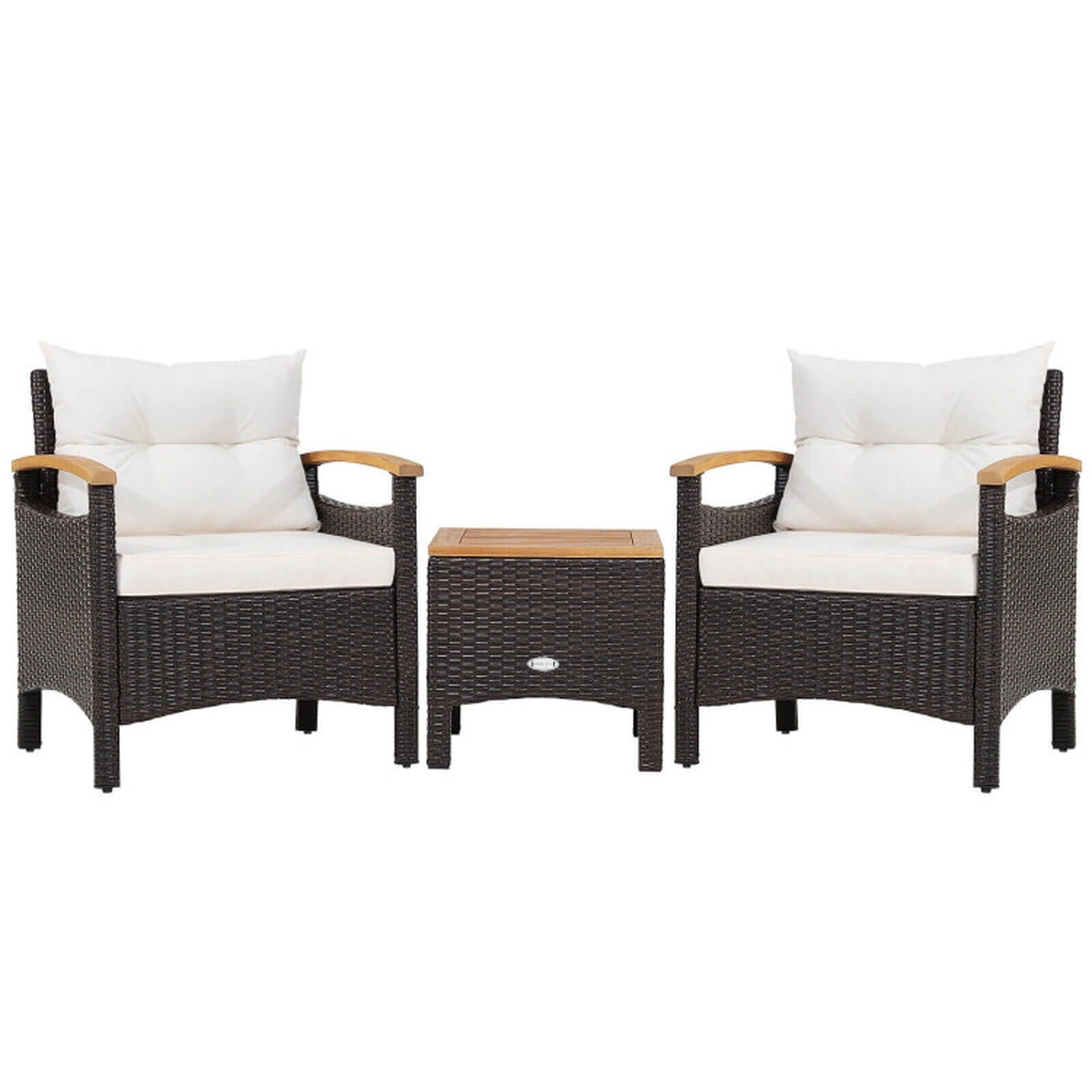 Biotree 3 Pieces Patio Rattan Furniture Set with Removable Cushion Outdoor Conversation Set for Garden Backyard PorchOff White