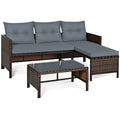 Biotree 3 Pieces Patio Wicker Rattan Sofa Set Outdoor Conversation Set for Garden Backyard PorchGray