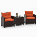 Biotree 3 Pieces Rattan Patio Furniture Set with Washable Cushion Outdoor Conversation Set for Garden Backyard PorchOrange