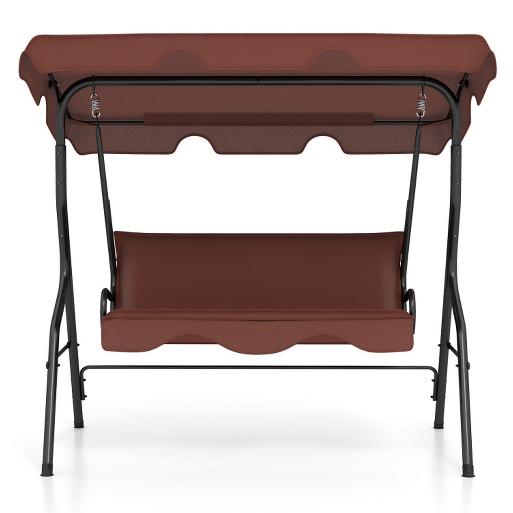 Biotree 3 Seat Outdoor Patio Canopy Swing with Cushioned Steel Frame for Patio Porch Garden Backyard Outdoor, Brown