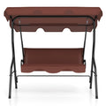 Biotree 3 Seat Outdoor Patio Canopy Swing with Cushioned Steel Frame for Patio Porch Garden Backyard Outdoor, Brown