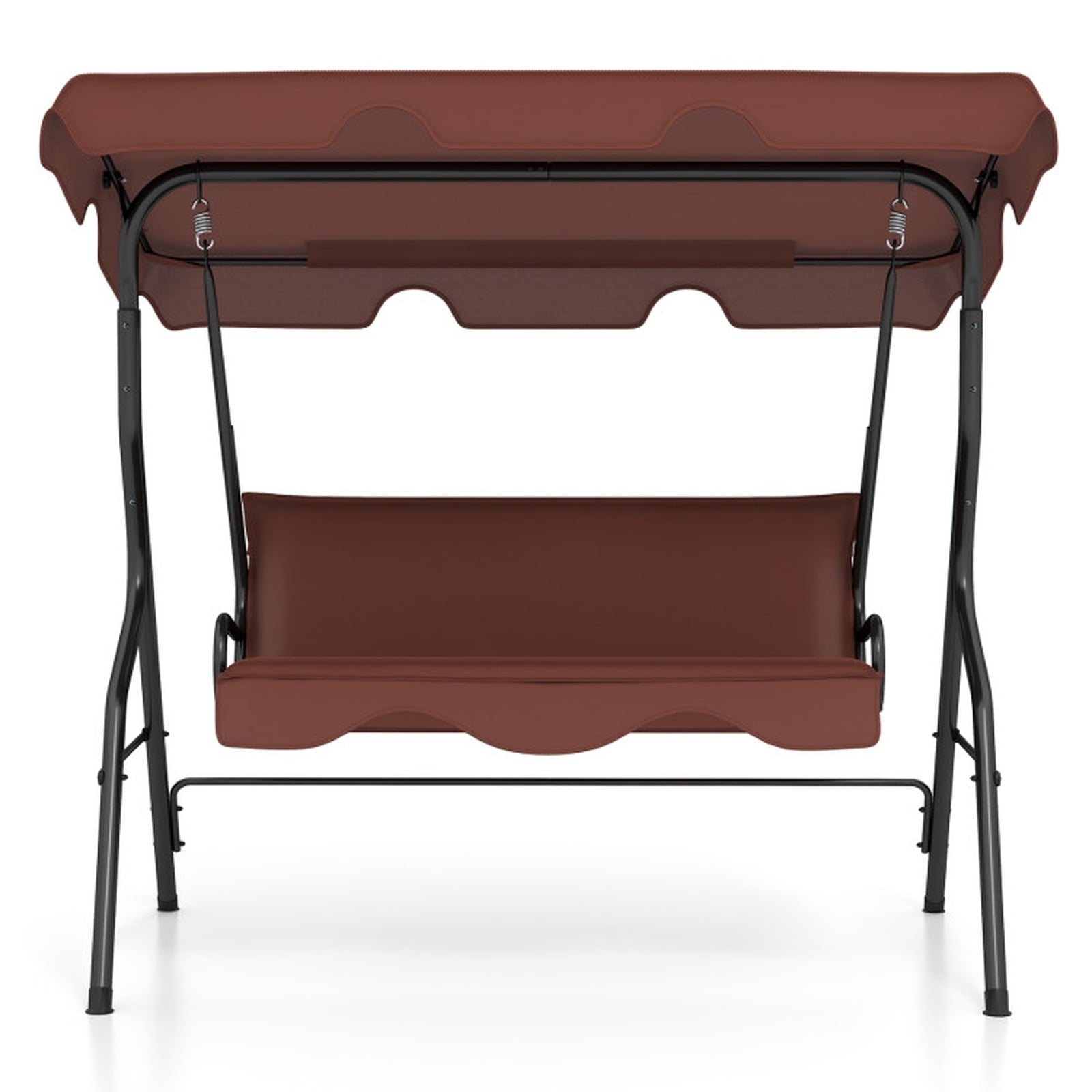 Biotree 3 Seat Outdoor Patio Canopy Swing with Cushioned Steel Frame for Patio Porch Garden Backyard Outdoor, Brown