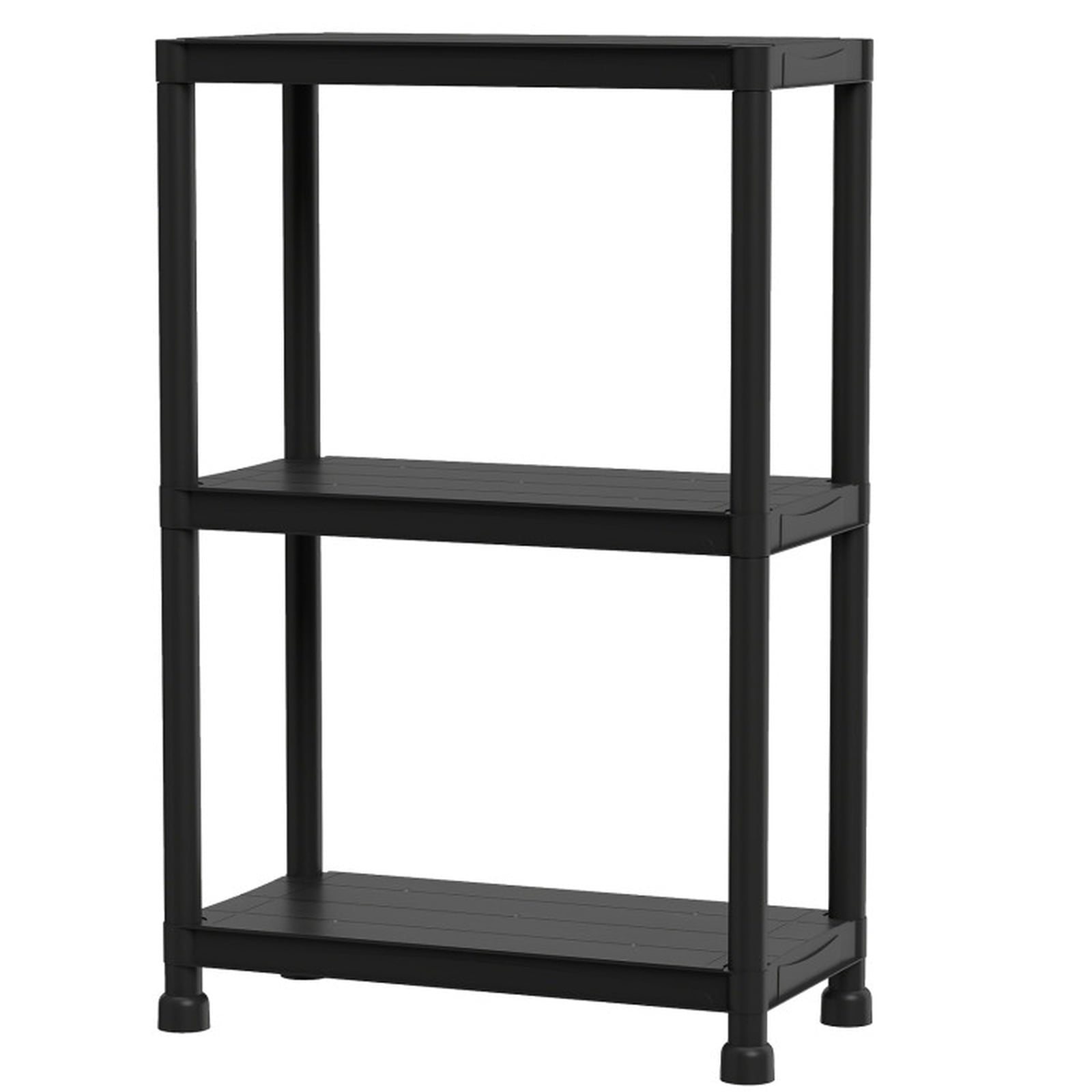 Biotree 3-Tier Heavy-Duty Plastic Storage Shelves Freestanding Garage Shelving Unit 300 lbs - Black