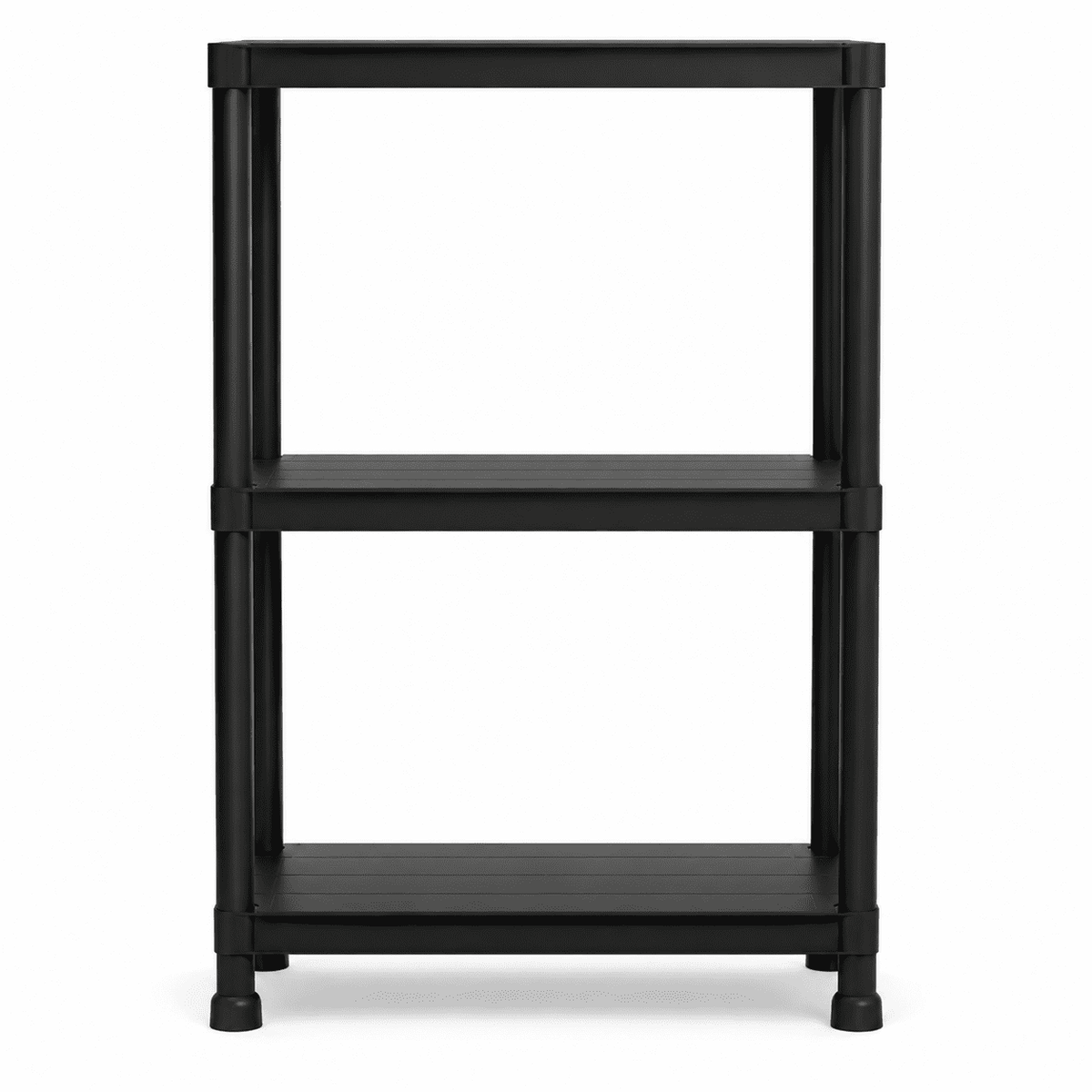 Biotree 3-Tier Plastic Storage Shelving Unit, 24 x 12.5 x 37 Inch Freestanding Heavy Duty Garage Shelf, 100 Lbs per Shelf, Black