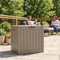 Biotree 30 Gallon Deck Box Storage Container Outdoor Patio Bench with Lid for Seating Tools Pool, Weatherproof PP Storage Box for Garden Backyard Deck Porch, Light Brown