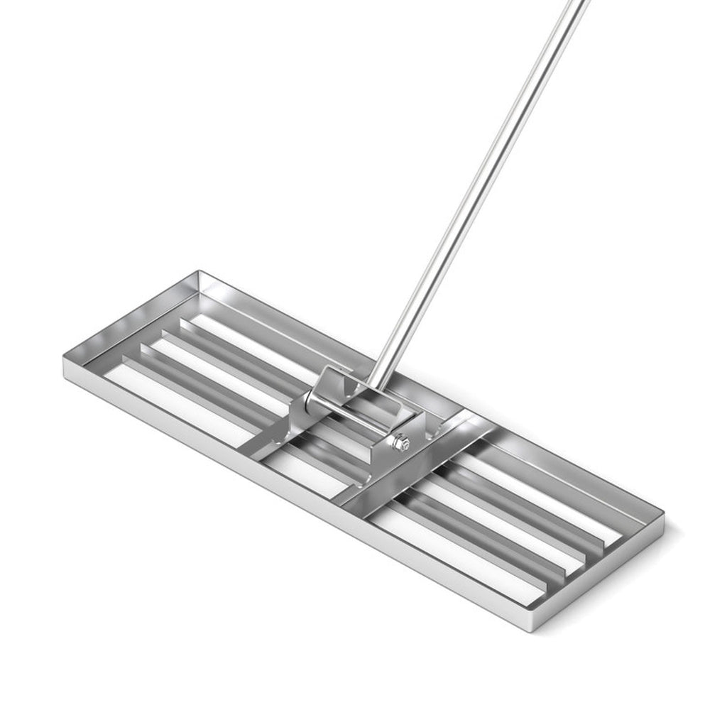 Biotree 30 x 10 Inch Lawn Leveling Rake with Ergonomic Handle for Lawn Garden Yard Soil Care, Silver