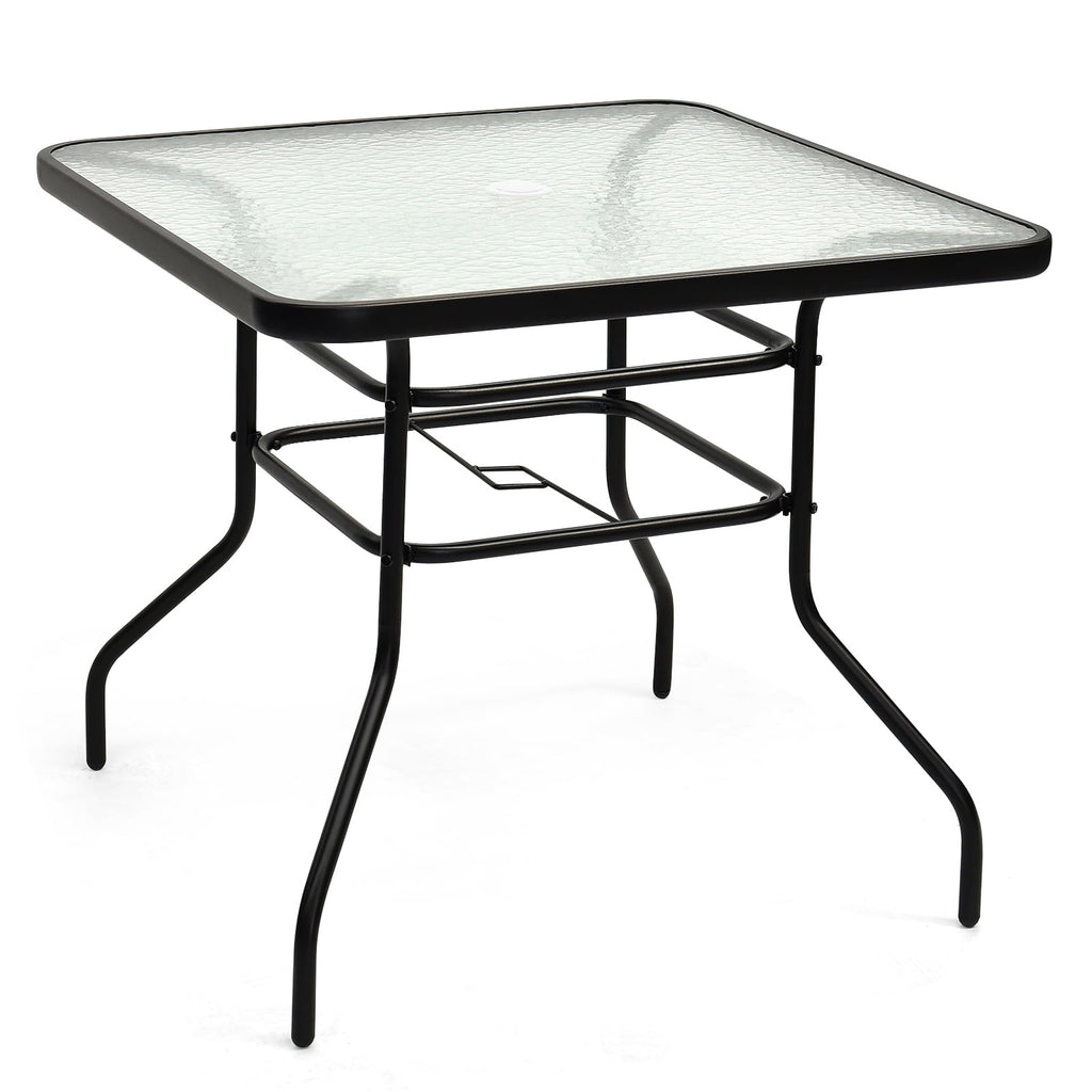 Biotree 32 In Patio Square Table with Tempered Glass Top