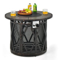 Biotree 32 Inch 30000BTU Fire Pit Table with Fire Glasses and PVC Cover for Outdoor Patio Backyard Garden Camping, Black Gray