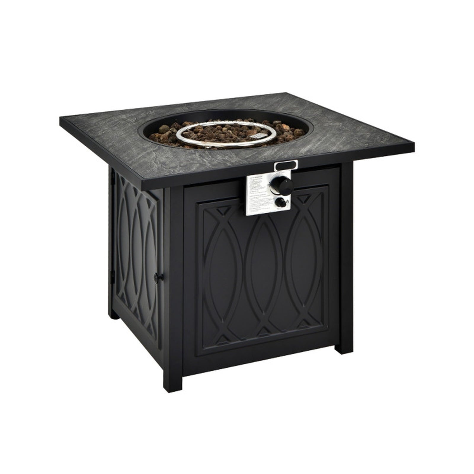 Biotree 32 Inch Propane Fire Pit Table Square Tabletop with Lava Rocks Cover 50000 BTU for Outdoor Patio Backyard Garden Camping, Black