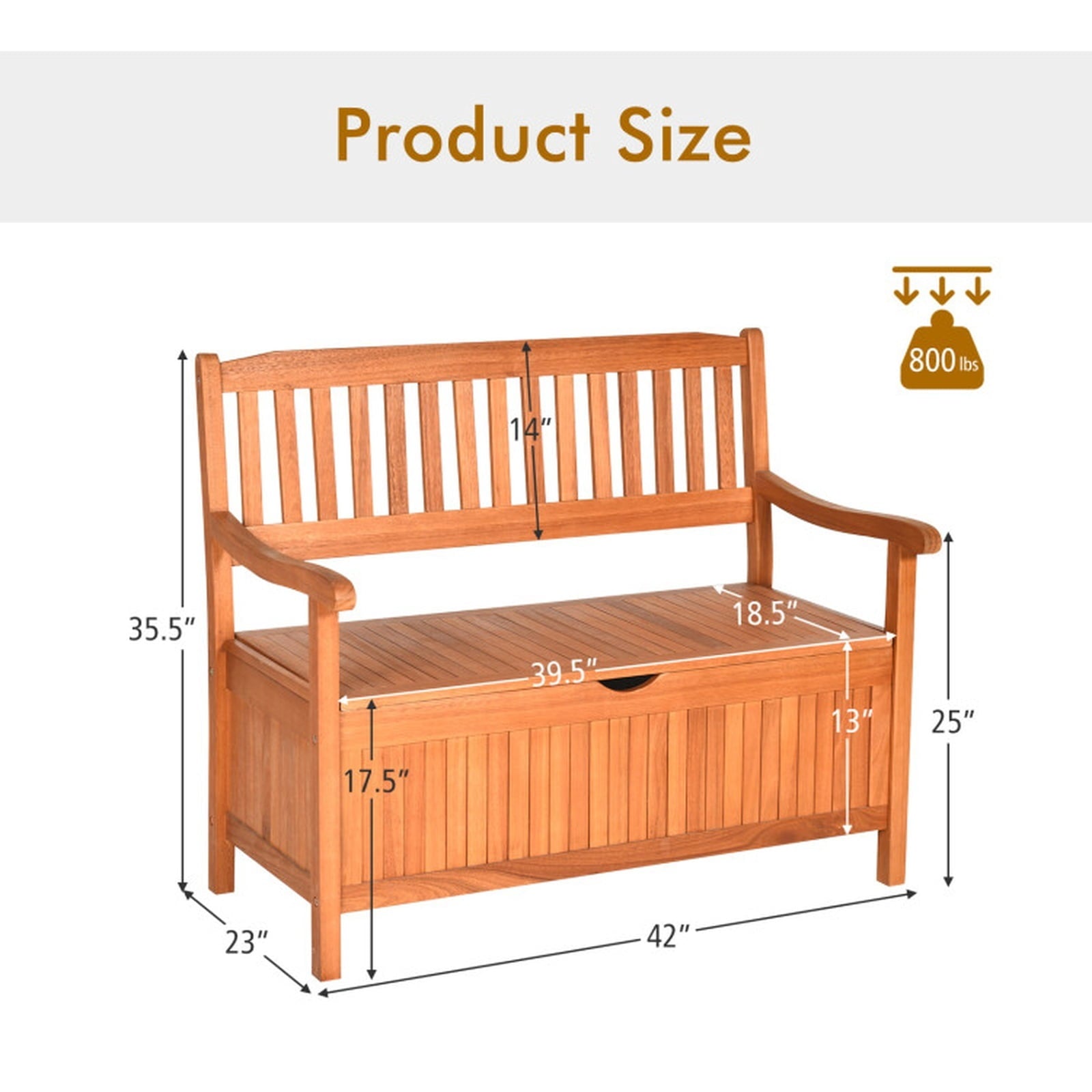 Biotree 33 Gallon Wooden Storage Bench with Liner for Patio Garden Porch Stackable Patio Chair for Garden Backyard