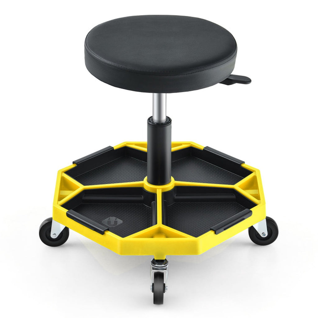 Biotree 330 lbs Pneumatic Rolling Mechanic Stool Padded Seat Height Adjustable - Yellow
