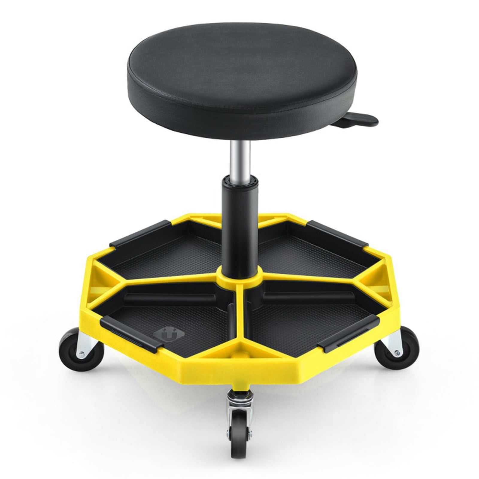 Biotree 330 lbs Pneumatic Rolling Mechanic Stool Padded Seat Height Adjustable - Yellow