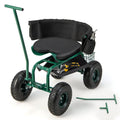 Biotree 330lbs Rolling Garden Cart with 360¡ã Height Adjustable Swivel Seat, Garden Scooter with Storage Basket, Tool Tray for Weeding Planting Gardening Green