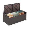 Biotree 34 Gallon Patio Storage Bench with Seat Cushion and Zippered Liner Outdoor Waterproof for Patio Deck Garden Cushions, Brown