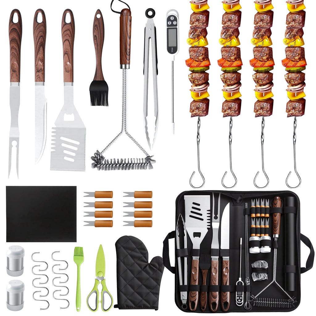 Biotree 34Pcs BBQ Grill Tool Set, Grill Accessories BBQ Tools with Storage Bag,BBQ Utensils Set for Camping, Outdoor, Backyard Party