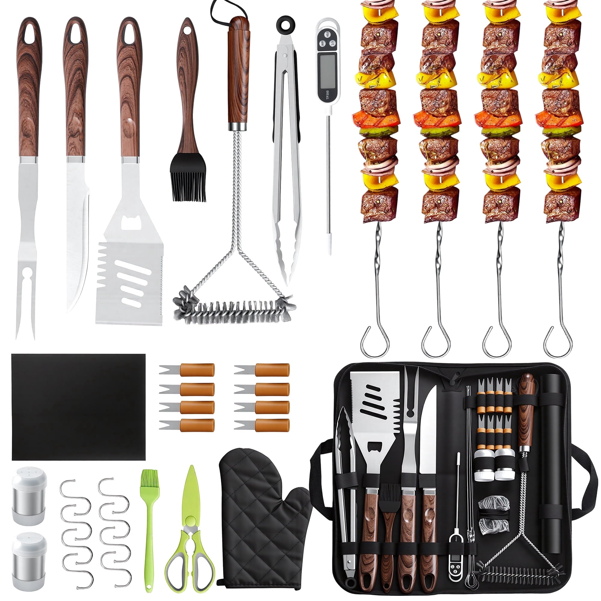 Biotree 34Pcs BBQ Grill Tool Set, Grill Accessories BBQ Tools with Storage Bag,BBQ Utensils Set for Camping, Outdoor, Backyard Party