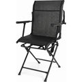 Biotree 360 Degree Swivel Hunting Chair Foldable Outdoor Camp Chair with Armrest and Breathable Mesh Back for Camping Fishing, Black