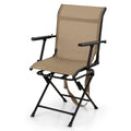 Biotree 360 Degree Swivel Hunting Chair Foldable Outdoor Camp Chair with Armrest and Breathable Mesh Back for Camping Fishing, Brown