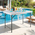 Biotree 4 Feet Folding Ice Bin Table with Skirt for Camping Picnic Wedding Portable Ice Cooler Party Table, White