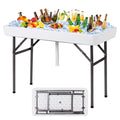 Biotree 4 Feet Plastic Party Ice Folding Ice Table with Matching Skirt, White