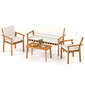 Biotree 4 Piece Patio Furniture Set with Coffee Table for Backyard and Garden Outdoor Conversation Set for Garden Backyard PorchWhite