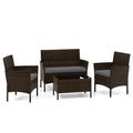 Biotree 4 Piece Patio Rattan Conversation Set with Cozy Seat Cushions Outdoor Conversation Set for Garden Backyard PorchGray