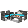 Biotree 4-Piece Patio Rattan Furniture Set-Turquoise