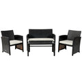 Biotree 4-Piece Patio Rattan Furniture Set with Coffee Table-White