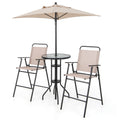Biotree 4 Pieces Outdoor Bar Set with Umbrella for Patio Porch Garden Backyard Outdoor, Beige